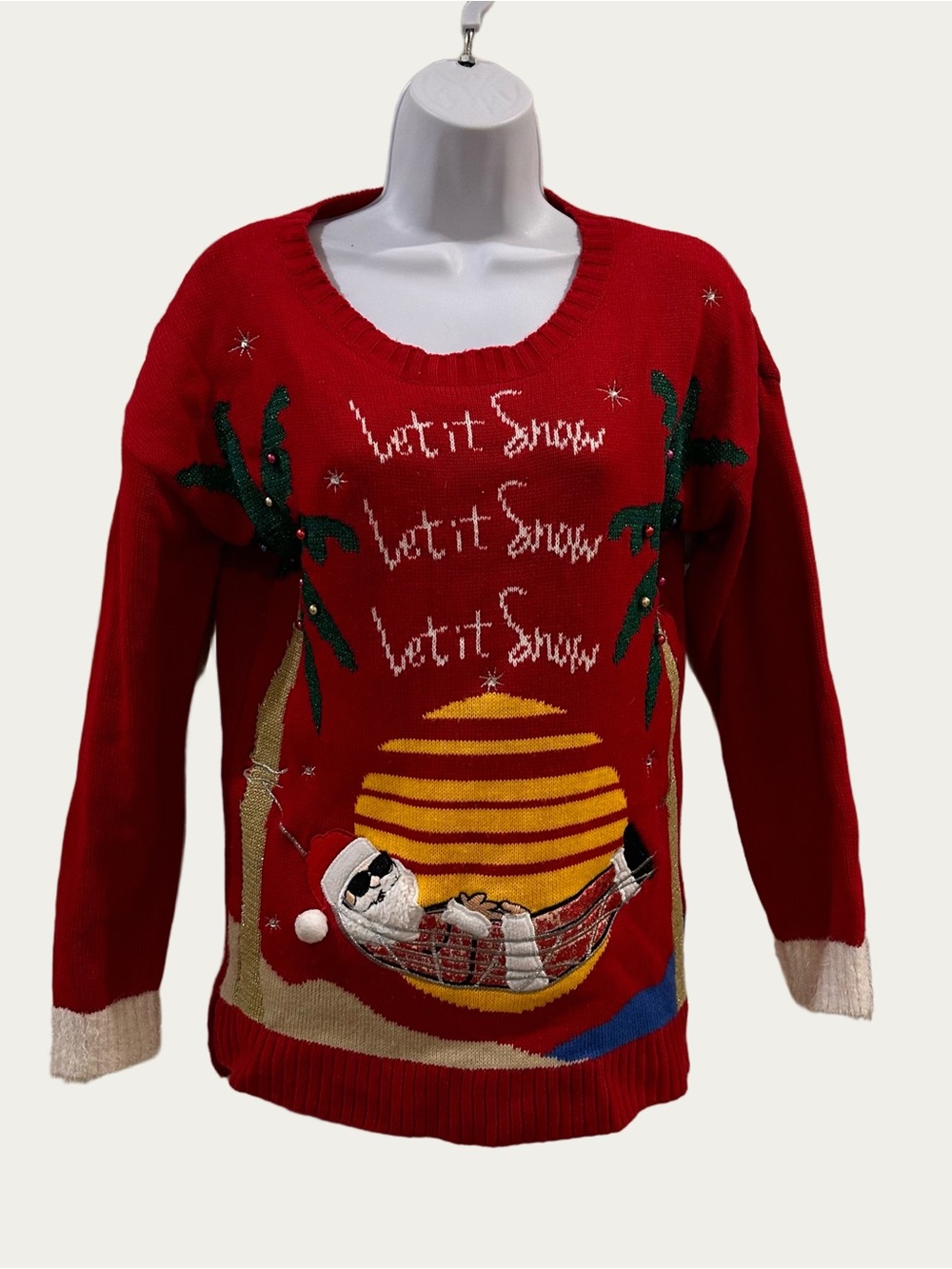 United States Vintage Ugly Christmas Sweater Featuring Santa in Hammock